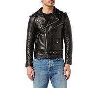 Xposed Mens Waxed Soft Real Leather Black Biker Jacket Vintage Classic Motorcycle Style[BLACK,L]