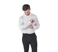 Xposed Mens White Dress Shirt Double Cuff with Cufflinks Easy Iron Cotton Tailored Fit [SHIRT-DB22-1-16.5]