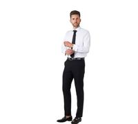 Xposed Mens White Dress Shirt Double Cuff with Cufflinks Easy Iron Cotton Tailored Fit [SHIRT-DB22-1-19]
