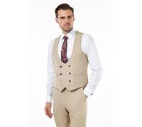 XPOSED Men's ZAK Double Breasted Waistcoat Stylish Occasions in Beige | Size: 38 XPOSED Beige 38