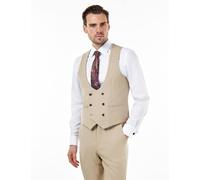 XPOSED Men's ZAK Double Breasted Waistcoat Stylish Occasions in Beige | Size: 48 XPOSED Beige 48