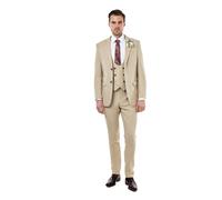 XPOSED Men's Zak Honeycomb Tailored 3 Piece Suit in Stone | Size: 40R XPOSED Stone 40R