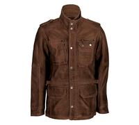 Xposed MensReal Leather Vintage Smart Casual Military Field Jacket Tan& Brown [ Brown,6XL]