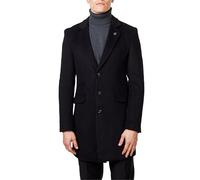 Xposed NATE - Menâ€™s Long Overcoat Wool Blend Classic Tailored Fit 3/4 Mid Length Coat Jacket [COAT-NATE-BLACK-48UK]