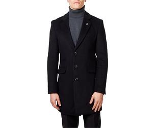 Xposed NATE - Menâ€™s Long Overcoat Wool Blend Classic Tailored Fit 3/4 Mid Length Coat Jacket [COAT-NATE-BLACK-38UK]