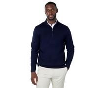 Xposed Navy 100% Cotton Knit Zip Neck Jumper [JUMPER-744-NAVY-XL]
