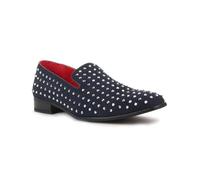 Xposed Navy Suede Leather Lined Glitter Stud Loafers [BALDORIA-Navy-Suede, UK/US 7 EU 41]