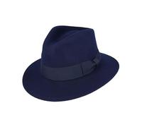Xposed New 100% Felt Wool Crushable Fedora Trilby Wide Brim Hat [Navy L]