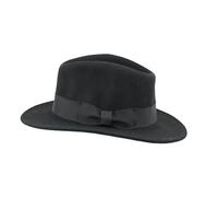 Xposed New 100% Felt Wool Crushable Fedora Trilby Wide Brim Hat Size L Black