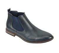 Xposed New Mens Leather Italia Style Vintage Chelsea Boots Casual Dealer Shoes UK Size [UK 11.5 EU 46,Navy Blue-PU Leather]
