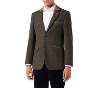 XPOSED of London Classic Men’s Tweed Country Blazer Retro Checks Smart Tailored Fit Vintage Styled Suit Jacket [AMZCH-BLZ-VITORI-A2-GREEN-54]