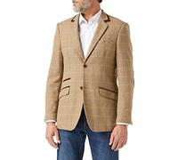 XPOSED of London Men’s Black Oak Brown Vintage Styled Tweed Check Blazer Tailored Fit Retro Herringbone Jacket [AMZCH-BLZ-ELTON-EO-LIGHT-BROWN-38]