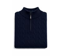 XPOSED of London Men's 100% Cotton Fine Cable Knit Quarter Zip Neck Jumper with Ribbed Stand Collar and Long Sleeves