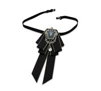 XPOSED of London Men's Jewelled Ribbon Brooch Bow Tie with Adjustable Elastic Neck Strap and Crystal Centre