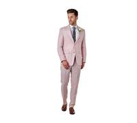Xposed Pink Pure Linen Tailored Fit Single Breasted Summer Suit [Suit-SIN-Lewis-Pink, UK/US 40 EU 50]