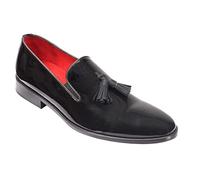 Xposed PLS-111-VERNIS-NOIR Mens Genuine Leather Tassel Loafer in Black Size 7UK