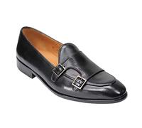 Xposed PLS-971-VEAU-NOIR Mens Genuine Leather Monk Slippers in Black Size 5UK
