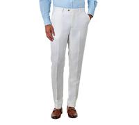 Xposed RAY - Herringbone Pure Linen Suit Trousers Tailored Fit â€“ Off White [TRS-RAY-White, UK/US 36 EU 46]
