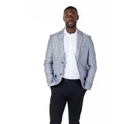 Xposed RAY - Tailored Fit Blue Grey Herringbone Linen Suit Jacket [BLZ-SIN-RAY-Blue, UK/US 40 EU 50]