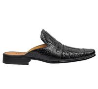 Xposed Real Leather Black Printed Half Shoes