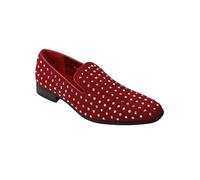 Xposed RED Suede Leather Lined Glitter Stud Loafers [BALDORIA-RED-Suede, UK/US 8 EU 42]