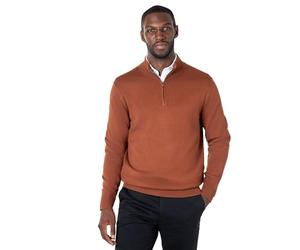 Xposed Rust Brown 100% Cotton Knit Zip Neck Jumper [JUMPER-168-RUST-3XL]