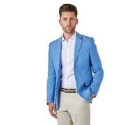 Xposed Sky Blue Linen Tailored Fit Single Breasted Summer Blazer [BLZ-SIN-Lewis-Sky-Blue, UK/US 54 EU 64]