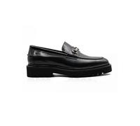 Xposed Snaffle BIT Lug Sole Black Polished Leather Loafers [MA-OUR516-N20-2-BLACK, 9 UK / 43 EU]