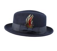 XPOSED Stylish Fedora Hat - 100% Felt Wool Crushable C Crown Design in Navy | Size: Medium XPOSED Navy M