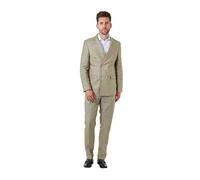 Xposed Tailored Fit Sage Green Linen Double Breasted Suit [Suit-DB-Lewis-Green, UK/US 42 EU 52]