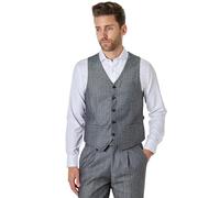 Xposed TYLER Men’s Herringbone Tweed Classic Smart Tailored Fit Waistcoat Retro 1920s Vest [PWC-TYLER-LIGHT-GREY-38]
