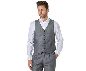 Xposed TYLER Men’s Herringbone Tweed Classic Smart Tailored Fit Waistcoat Retro 1920s Vest [PWC-TYLER-LIGHT-GREY-40]