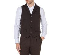 Xposed TYLER Men’s Herringbone Tweed Smart Tailored Fit Collar Waistcoat Classic Retro 1920s Vest [CWC-TYLER-BROWN-46]