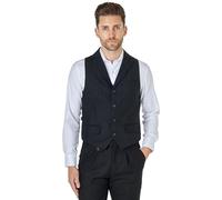 Xposed TYLER Men’s Herringbone Tweed Smart Tailored Fit Collar Waistcoat Classic Retro 1920s Vest [CWC-TYLER-DARK-GREY-40]