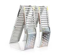 XPOtool 2x Loading Ramp 200 cm, folding, up to 800 kg when folded | Galvanised steel, non-slip profile, open load up to 250 kg per ramp, with safety chains, ramp sections and stoppers