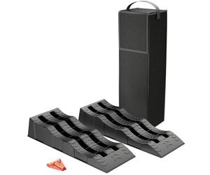 XPOtool Levelling Ramp Set 2 pcs 3 Heights 40/70/100mm max. 3.5t with Storage Bag and T-Shaped Level
