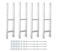 XPOtool Post Support Hot-Dip Galvanised 4 Pieces 91 x 600 mm, H-Anchor Made of Carbon Steel, Post Bracket with M10 x 110 Holes, Post Holder with 2 Struts