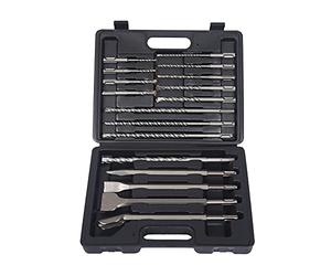 XPOtool SDS Plus 17pcs. Set of Stone Drills with Chisel Set of Drills for Drill Hammer for Stonework and Concrete