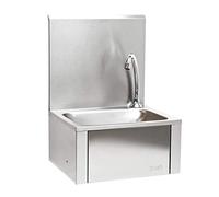 XPOtool Stainless Steel Gastronomy washbasin, Splash Guard, hygienic Knee-Operation, Wall-Mounted