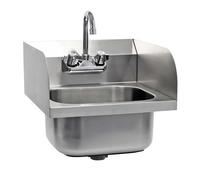 XPOtool Stainless Steel Gastronomy washbasin, Square Inner Basin, 3-Sided upstand Wall-Mounted