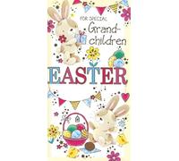Xpress Yourself Easter Card for Special Grandchildren, Cute Bunny & Easter Eggs Design with Festive Bunting