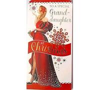 Xpress Yourself Elegant Christmas Money Wallet Card for Granddaughter, Foil Finish, Die-Cut Design, 18 x 9 cm, 3-Fold Format