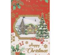 Xpress Yourself " From Our House To Yours Christmsa Card Gold Glitter House.