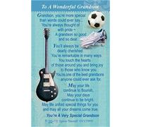 Xpress Yourself Grandson Sentiment Wallet Card, Guitar & Football Theme, Keepsake Greeting Card