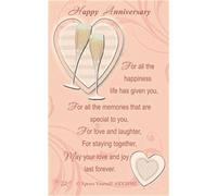 Xpress Yourself Happy Anniversary Sentiment Wallet Card, Romantic Keepsake, Champagne Glasses Design