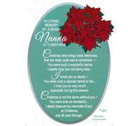 Xpress Yourself In Loving Memory Christmas Memorial Card for Nanna, Poinsettia Design, 10 x 15 cm, Sentimental Verse