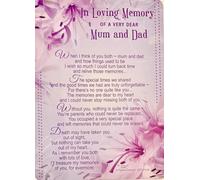 Xpress Yourself In Loving Memory Mum and Dad Memorial Card, 10.5 cm x 15 cm, Purple Floral Design