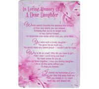 Xpress Yourself In Loving Memory of a Dear Daughter Graveside Memorial Card, Pink Floral Design with Lilies