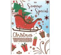 Xpress Yourself "To Someone Special Christmas Wishes Red Glitter Sleigh. Someone Special Christmas Card