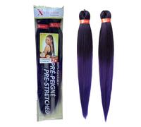 Xpression Pre-Stretched Braiding Hair - 100% Kanekalon, Itch-Free, Lightweight, Hot Water Set, 46" - 160g. (XP_PS_T3/VIOLETINDIGO)